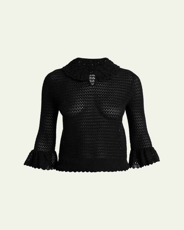 Lace Crochet Wool-Blend Blouse